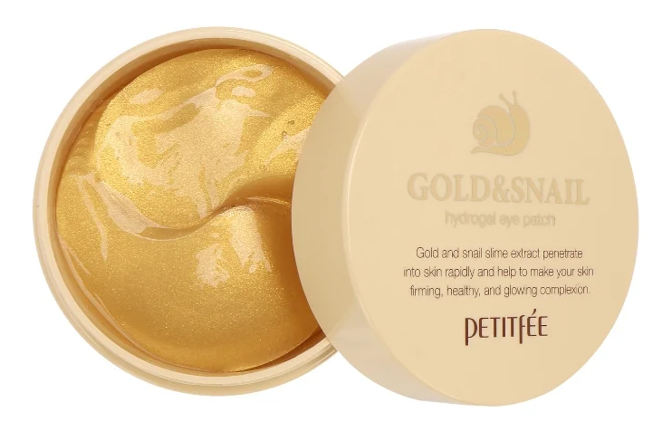 Petitfee Gold & Snail хидрогел за очи с златни частици и муцинов филтрат